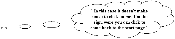 Wolkenfrmige Legende: "In this case it doesn't make sense to click on me. I'm the sign, were you can click to come back to the start page."
